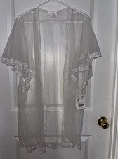 NWT Vintage White Sheer Robe  Inner Most  Sears Bridal Flowy Sleeves Med