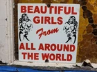 VINTAGE BEAUTIFUL GIRLS PORCELAIN SIGN GENTLEMANS CLUB STRIP STRIPPER BROTHEL