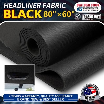 Flat Knit Headliner Fabric Black Roof Upholstery Repair Replace Renovate 80''×60''