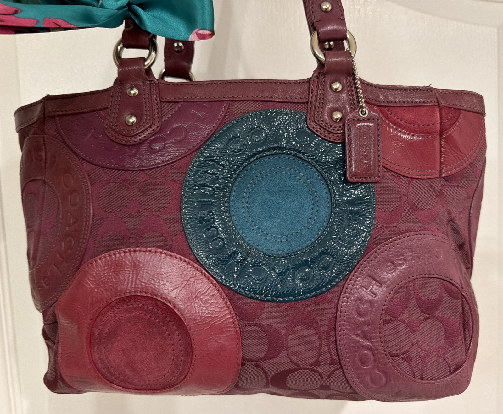 Coach E/W Circle Patchwork Zip  Shoulder Tote Bag… - image 3