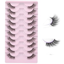 Half Lashes Natural Look Wispy 10 Pairs Cat Eye Lashes 3D False Eyelashes Full S