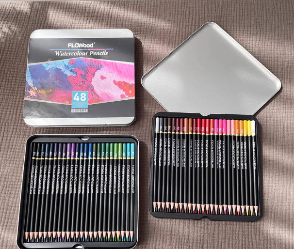 48 Aquarellstifte im Metalletui Wasserlöslich Professionelles Set zum Malen