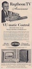 1953 Raytheon TV: VU-matic Control, One Knob Tunes All 82 Vintage Print Ad