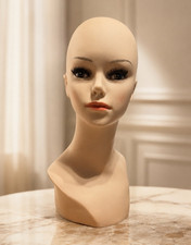 Wig Display Mannequin Head Bust Stand, Beige Female Makeup Practice