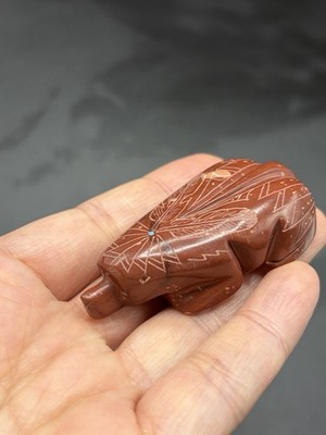 Zuni Fetish Native American Carving Pipestone Etched Mole Adrian Cachini