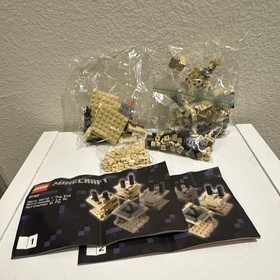 LEGO Minecraft Micro World The End 21107 with 21105 (village) and 21106 (nether)