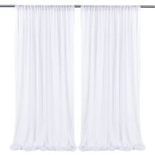 10x10 FT White Wrinkle Free Sheer Chiffon Fabric Photo Backdrop Curtains Drape