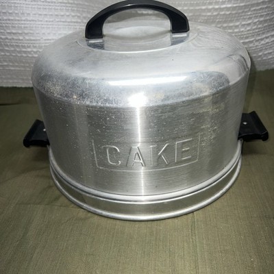 Vintage Kromex Aluminum Cake Carrier Server with Lid Missing Locking Handles 50s