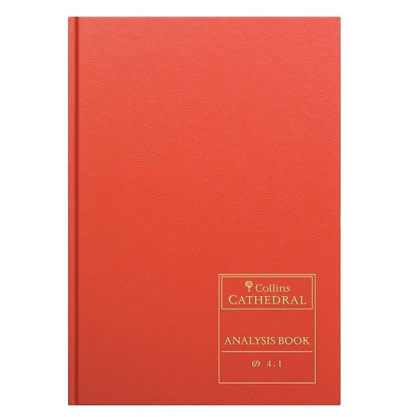 Collins Analysis Book A4 4 Cash Column 96 Pages Red 69/4.1