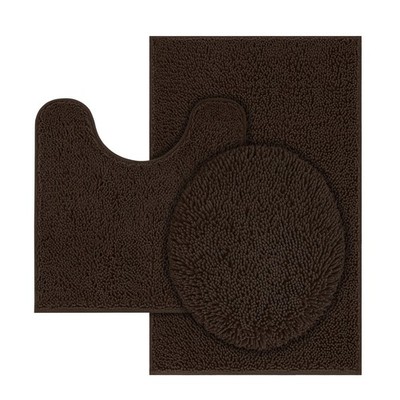 TREETONE Chenille Bath Mat 3 Piece Bathroom Rugs Set, 20x20 Inchs U-Shape Con...