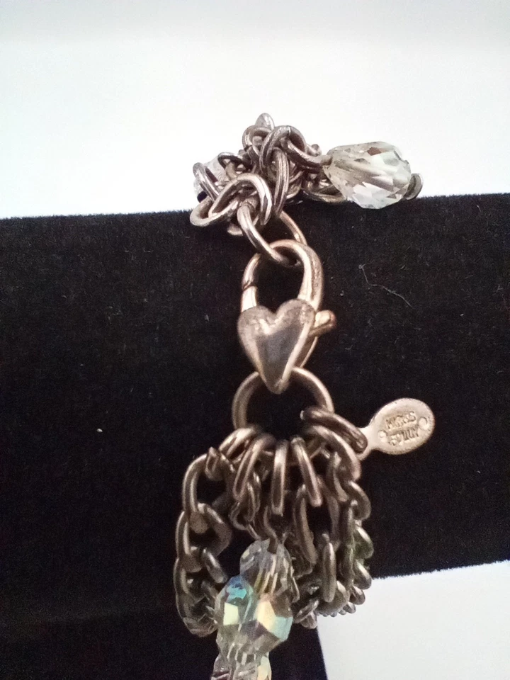 复古 Kirks Folly 银色 AB 水钻 5股链式手链 签名 — 第 2/4 张图片