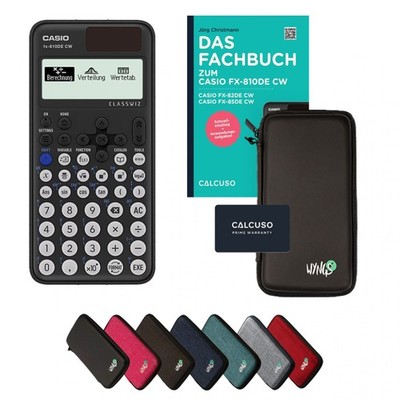 Casio fx-810DE CW inkl. Schutztasche Schwarz & Fachbuch (96 Seiten, DIN A5)  