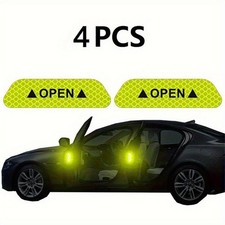 Premium 4PCS Reflective Open Warning Stickers for Car Door,Night Visibility Auto