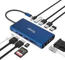 12in1 USB-C Dock Triple Screen 2x4K HDMI VGA Ethernet 100W PD USB SD TF UK
