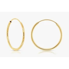14k Gold S925 Hoop Earrings Thin Endless Sleeper Earrings Lightweight Jewelry