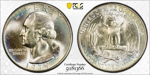 1939 Washington Quarter PCGS MS-67+ CAC