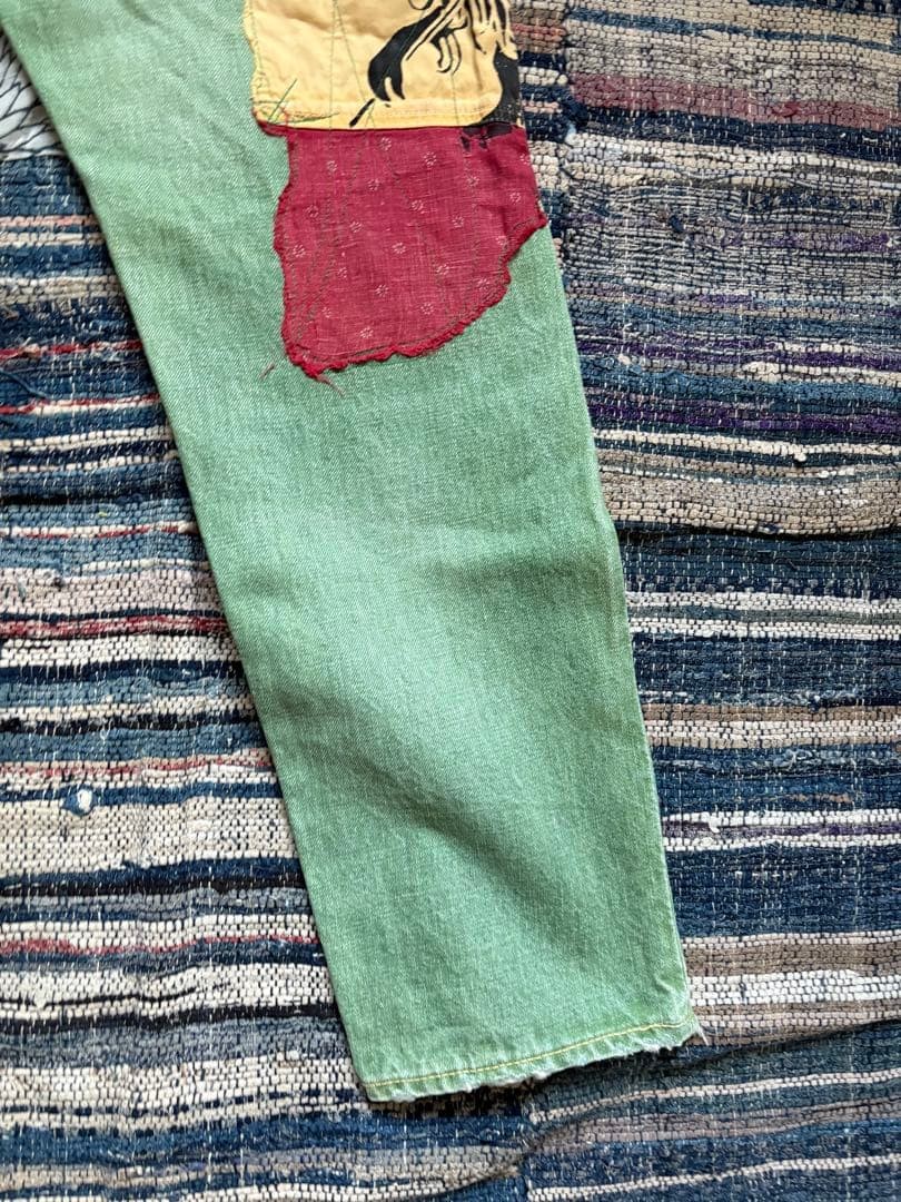 USED KAPITAL RASTA PATCHWORK DESIGN STRAIGHT DENI… - image 14