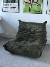 Ligne Roset Togo Style Single Sofa in Green Corduroy