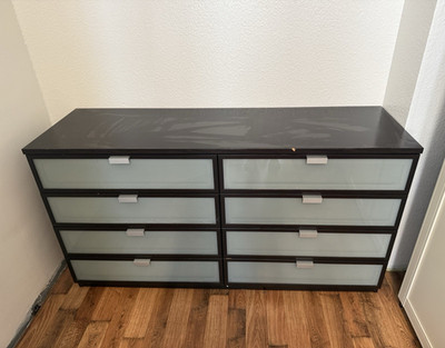 IKEA Kommode 8 Schubladen schwarz/grau 160x86cm Holz/Glas freistehend