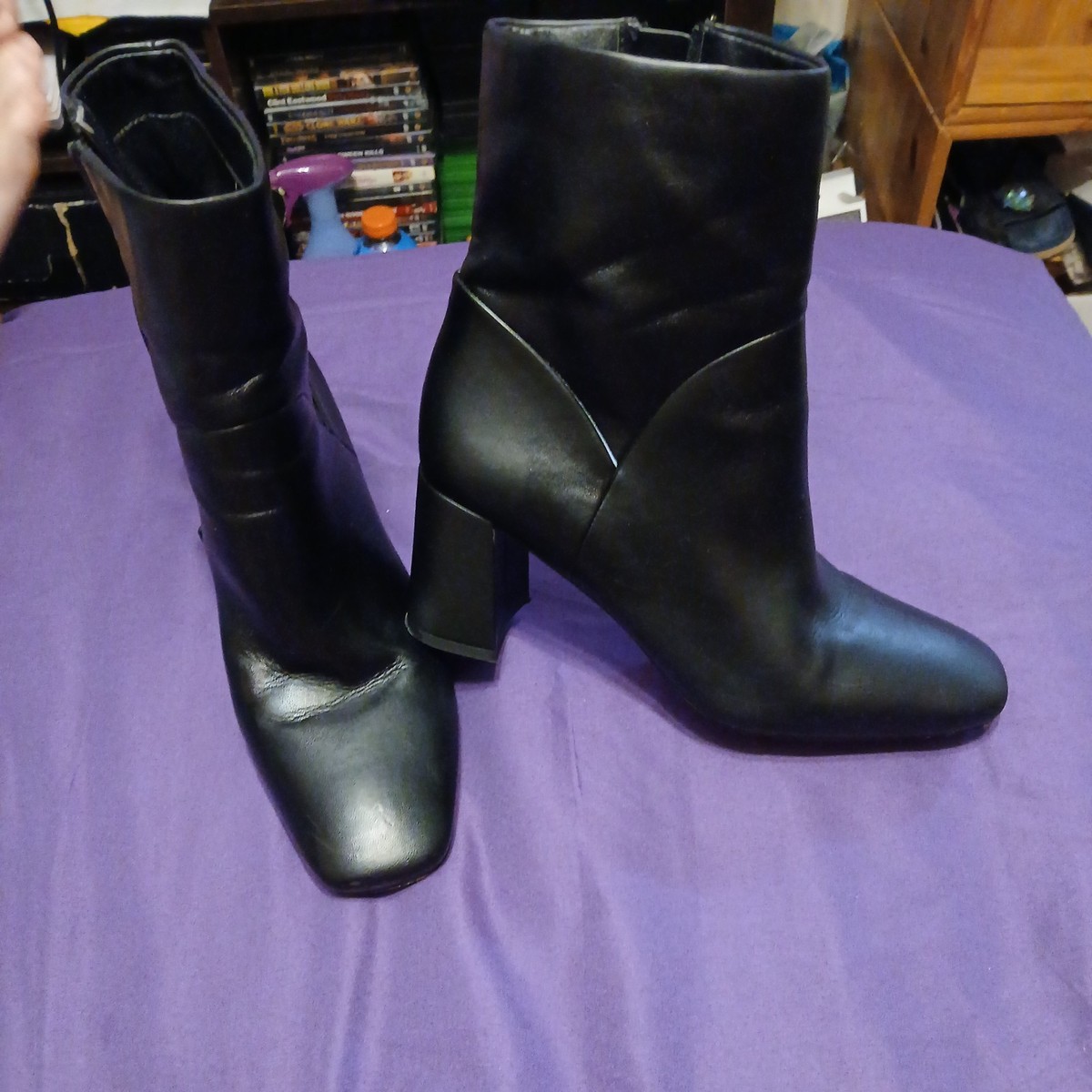 Nordstrom Rack Black Sqaure Toe Ankle Boots Sz 8M | eBay