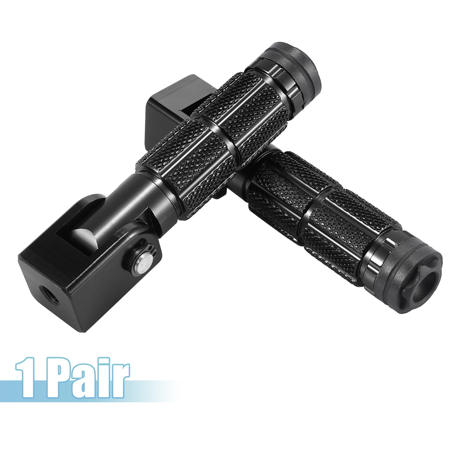 Universal 7mm Aluminum Alloy Motorcycle Rearset Fold Footrest Black Pack of 2