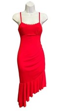 Wild Fable Prom Party Sleeveless Asymmetrical Mesh Ruffled Red Dress Size M