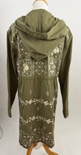 SAVANNAH JANE olive green 100 cotton hooded Embroidered Jacket M