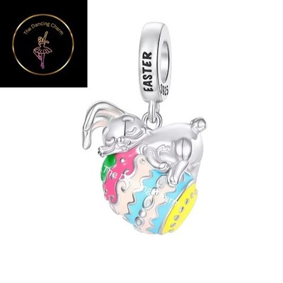   Osterhase Ei Dangle Charm S925 echt Sterling Silber   