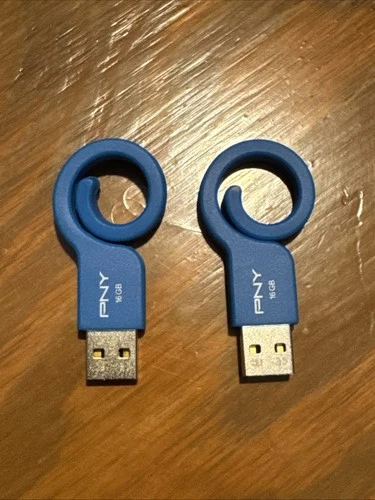 2(two) PNY 16GB USB 2.0 Flash Drive Monkey Tail Attache Photos Videos Music