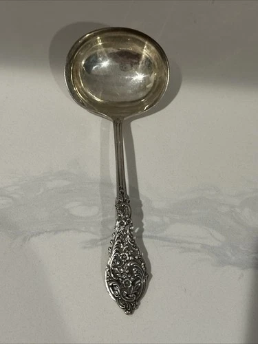 REED & BARTON STERLING Silver Florentine Lace, Gravy Ladle 7” 67g
