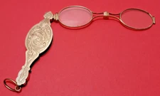 Antique Gold Over Sterling Folding Filigree Lorgnette Opera Glasses JRR25