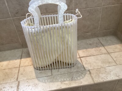 WHITE/ cream Acrylic Handbag with cloth insert