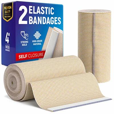 Premium Elastic Bandage 4  Wrap Cotton,Latex Free Compression Wrapping-Pack of 2