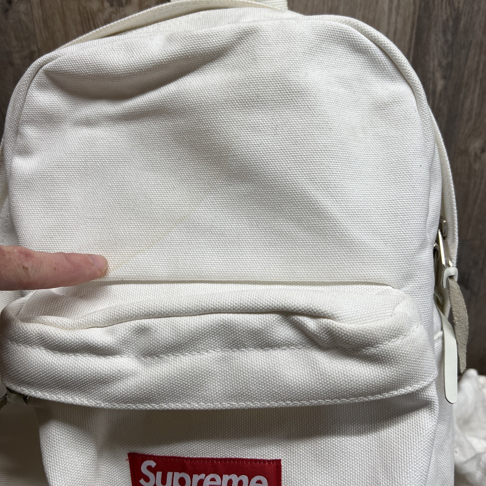 Supreme - Red Box Logo Canvas Backpack (White) – eluXive