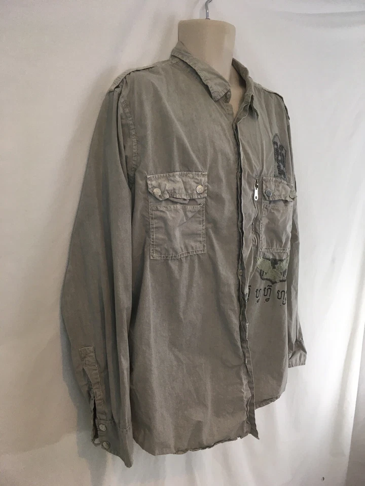 Camisa de algodón indio águila adornada caqui XXL para hombre INC International Concepts Foto 3 de 4