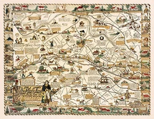 Pictorial Historical Map Main Line Philadelphia Genealogy Wall Art Poster Decor