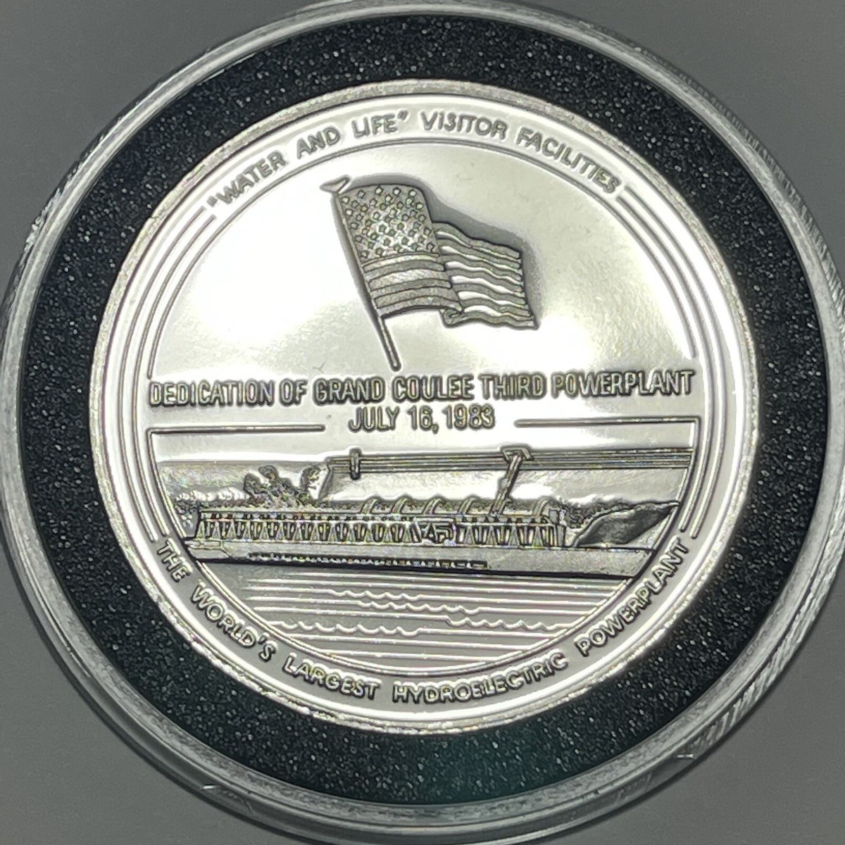 1983 Grand Coulee Dam Power Plant Rare Coin 1 Troy Oz .999 Fine