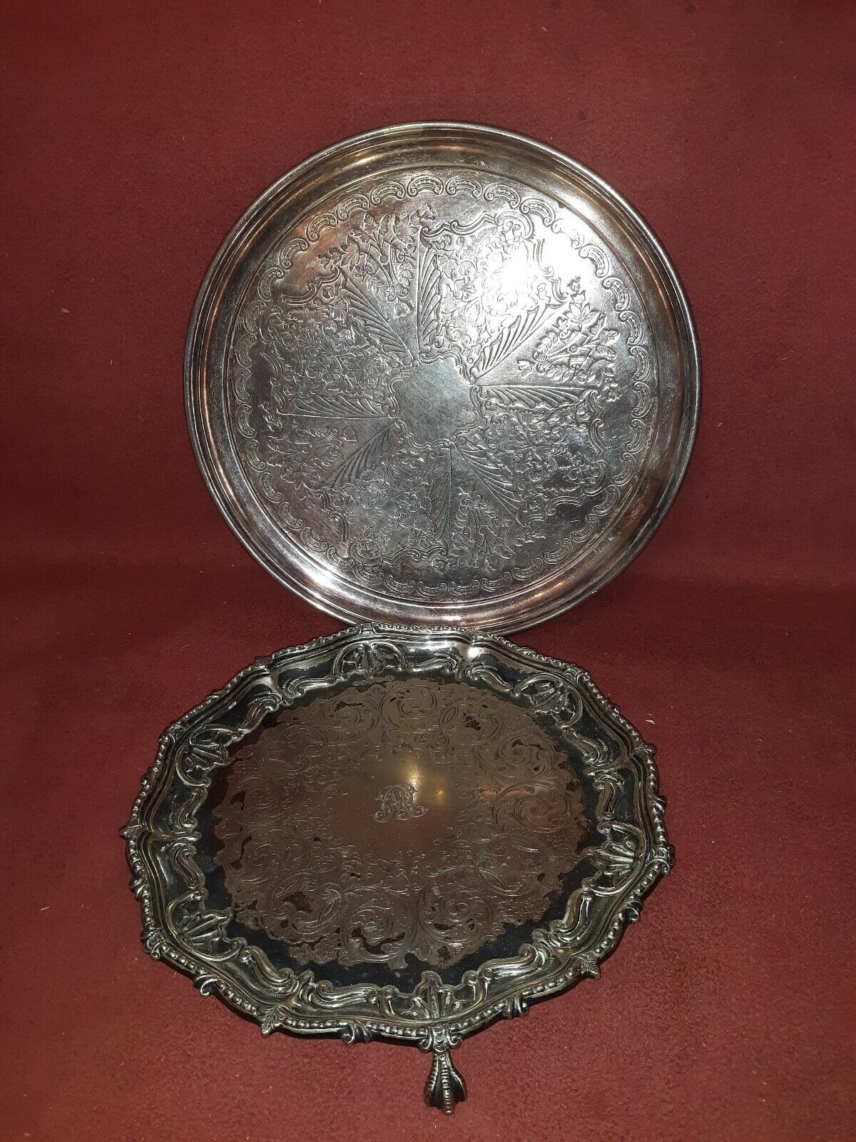 Antique English Silver Plate Small Tray and Salver