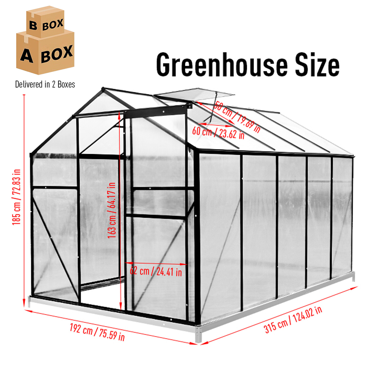 10.3FT×6.3FT Polycarbonate Greenhouses Kits Walkin Green House Outdoor