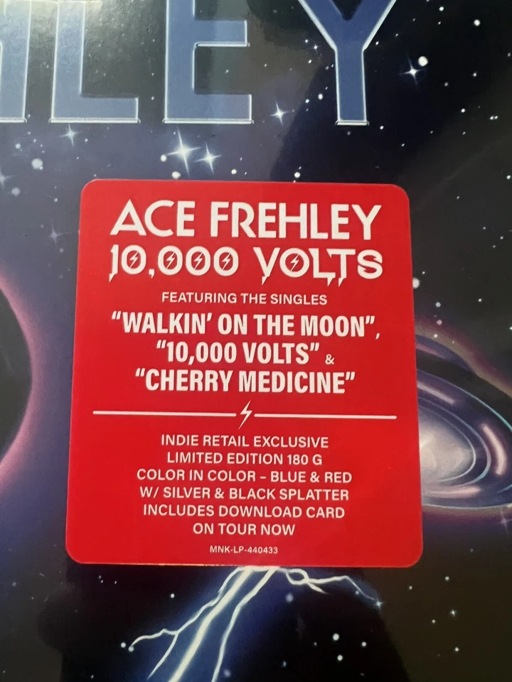 Ace Frehley 10000 Volts Color In Color Blue Red w/ Silver & Black Splatter MNRK - Image 3 of 4