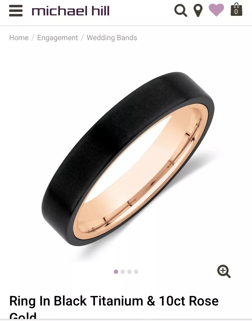 Ring In Black Titanium 10ct Rose Gold SKU 15413055 Michael Hill