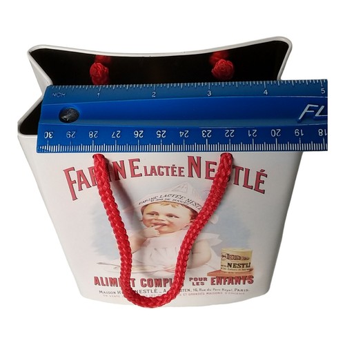 Cookie Tin Gift Storage Farine Lactee Nestle Good Start Supreme W/ Cord Handles - Picture 12 of 12
