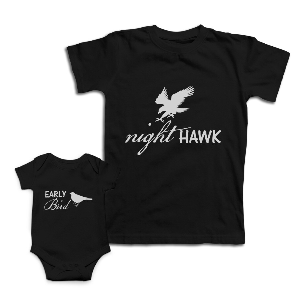 Mom and Baby Matching Outfits Night Hawk Eagle Early Bird Crow