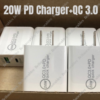 PD 20W USB-C Dual Port Adapter QC3.0 Wall Charger For iPhone 16 15 12 13 14 Pro