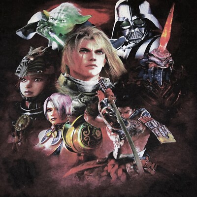 Soul Calibur IV Size L-XL T-SHIRT Black Star Wars Yoda Darth Vader 