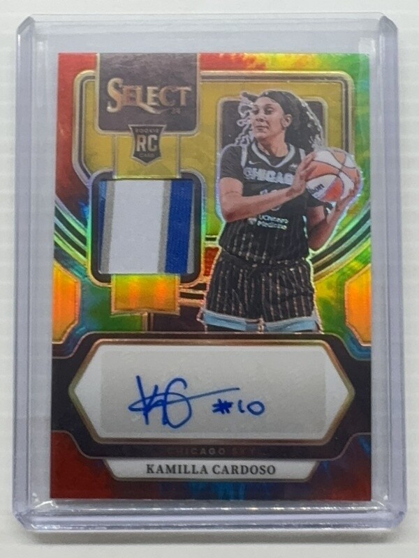 2024 Panini Select WNBA Kamilla Cardoso Tie-Dye Rookie Patch Auto #11/25 Sky