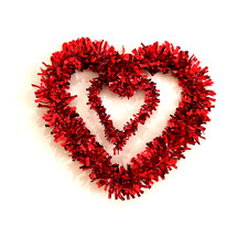 Valentines Day Party Decor- Hanging Tinsel Double Red Heart-Door Wall Decor