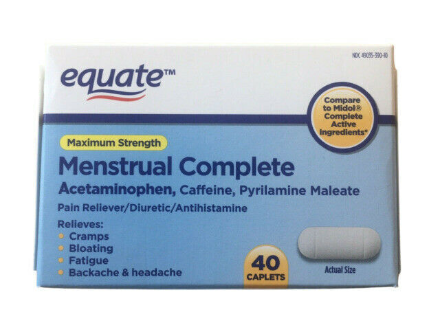 Equate Maximum Strength Menstrual Complete Caplets, 40 Count