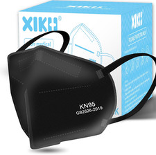 KN95 Face Mask Black, 50 Pack - 5-Layer Protective Masks, GB2626-2019 Certifi...
