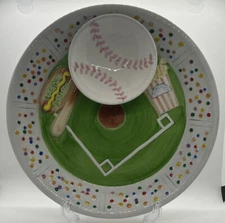 GREAT AMERICAN Baseball Stadium Ceramic Chip Dip Decorative Bowl Serving Platter